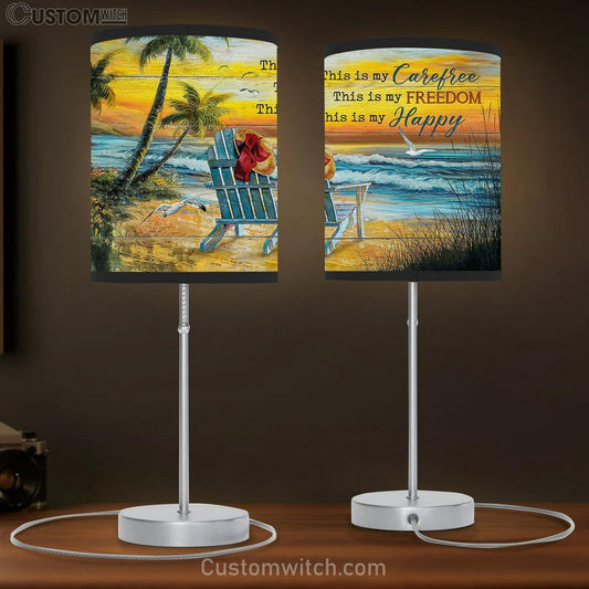 This Is My Carefree Floppy Hat Sunset Beach Seagull Table Lamb Gift - Bible Verse Table Lamb - Religious Bedroom Decor