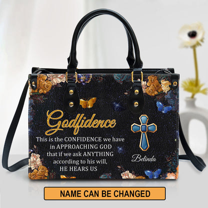 This Is The Confidence We Have In Approaching God Personalized Leather Bag For Women, Religious Gifts For Women