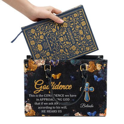 This Is The Confidence We Have In Approaching God Personalized Leather Bag For Women, Religious Gifts For Women
