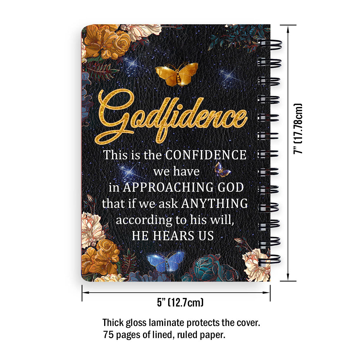 This Is The Confidence We Have In Approaching God Personalized Spiral Journal, Christian Art Gifts Journal