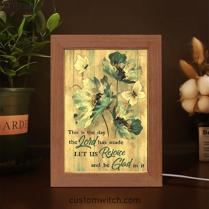 This Is The Day The Lord Has Made Blue Flower Butterfly Frame Lamp Art - Christian Art - Bible Verse Art - Religious Home Decor
