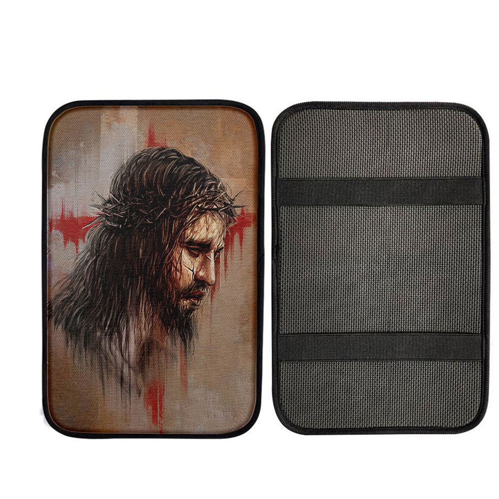 Thorn Crown Jesus Paid It All Car Center Console Cover, Bible Verse Car Interior Accessories