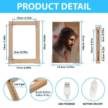 Thorn Crown Jesus Paid It All Frame Lamp Art - Bible Verse Wooden Lamp - Inspirational Art - Christian Home Decor