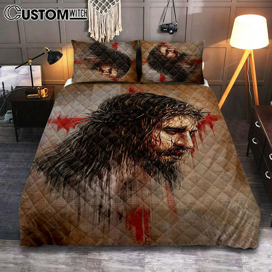 Thorn Crown Jesus Paid It All Quilt Bedding Set Bedroom - Bible Verse Quilt Bedding Set Art - Christian Home Decor