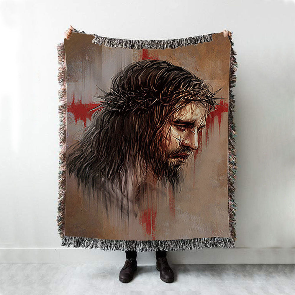 Thorn Crown Jesus Paid It All Woven Throw Blanket - Bible Verse Woven Blanket Art - Inspirational Art - Christian Home Decor