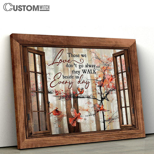 Those We Love Don't Go Away Red Cardinal Wooden Windows Canvas Wall Art - Bible Verse Canvas - Religious Prints