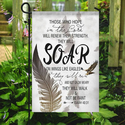 Those Who Hope In The Lord Flag, Christian's Flag, Garden Decor, Garden Flag Stand, Christian Flag, Scripture Flag, Garden Banner