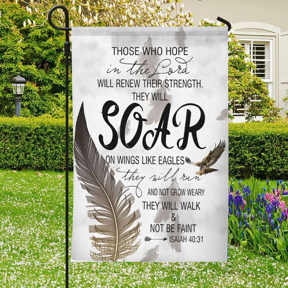Those Who Hope In The Lord Flag, Christian's Flag, Garden Decor, Garden Flag Stand, Christian Flag, Scripture Flag, Garden Banner