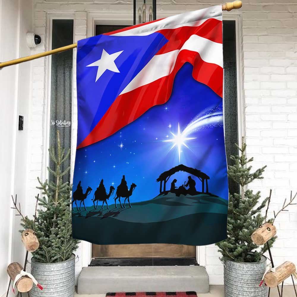 Three Kings Three Wise Men Nativity of Jesus Puerto Rico Flag, Outdoor House Flags, Christian Flag, Scripture Flag, Garden Banner