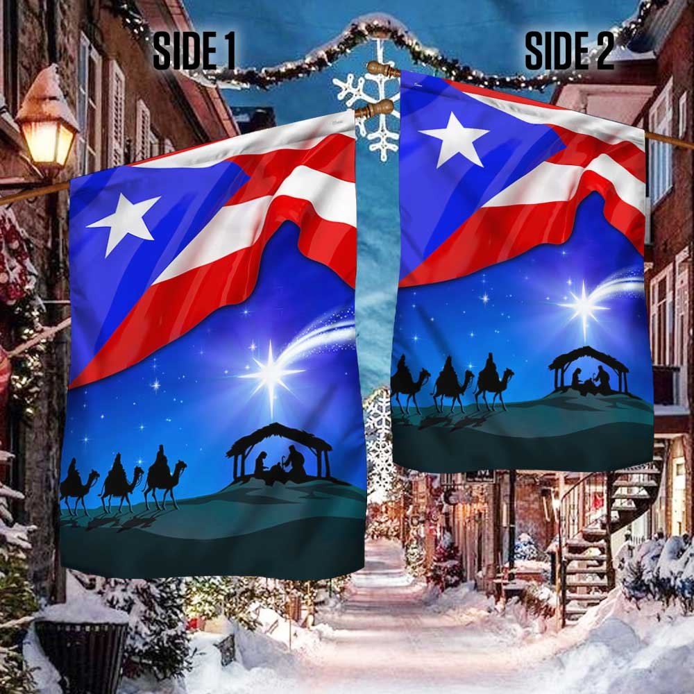 Three Kings Three Wise Men Nativity of Jesus Puerto Rico Flag, Outdoor House Flags, Christian Flag, Scripture Flag, Garden Banner