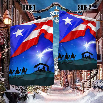 Three Kings Three Wise Men Nativity of Jesus Puerto Rico Flag, Outdoor House Flags, Christian Flag, Scripture Flag, Garden Banner