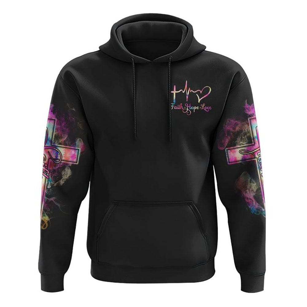 Tie Dye Butterfly Cross Faith With Rose All Over Print 3D Hoodie, Christian Hoodie, Christian Sweatshirt, Bible Verse Shirt