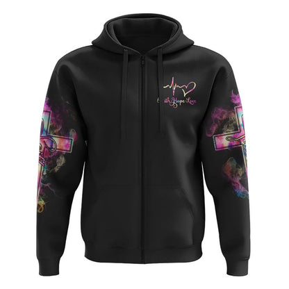 Tie Dye Butterfly Cross Faith With Rose All Over Print 3D Hoodie, Christian Hoodie, Christian Sweatshirt, Bible Verse Shirt