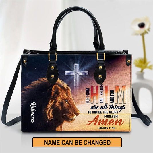 To Him Be The Glory Forever Personalized Leather Bag For Women, Religious Gifts For Women