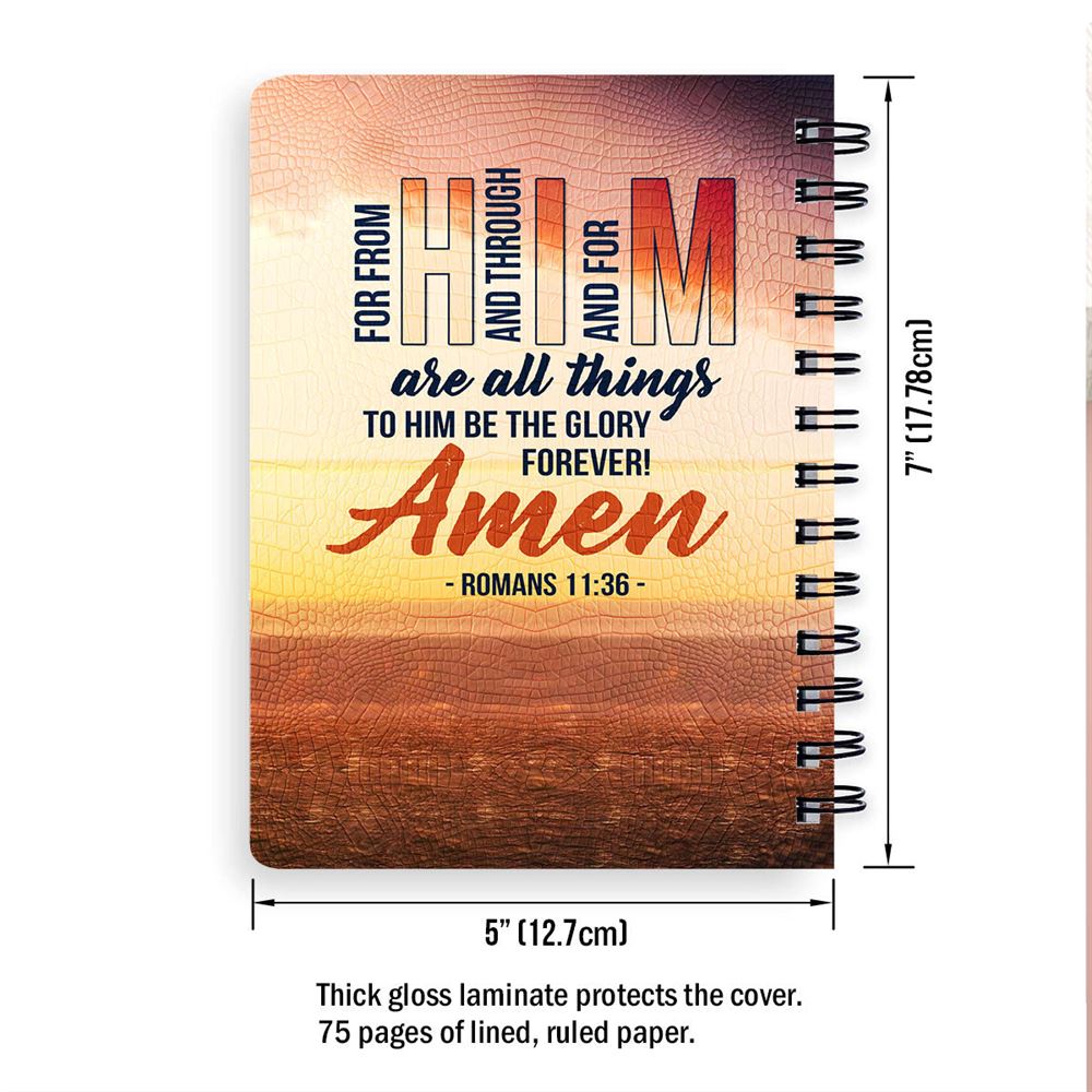 To Him Be The Glory Forever Personalized Spiral Journal, Christian Art Gifts Journal