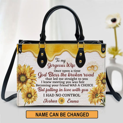 To My Gorgeous Wife Personalized Leather Bag For Women, Religious Gifts For Women