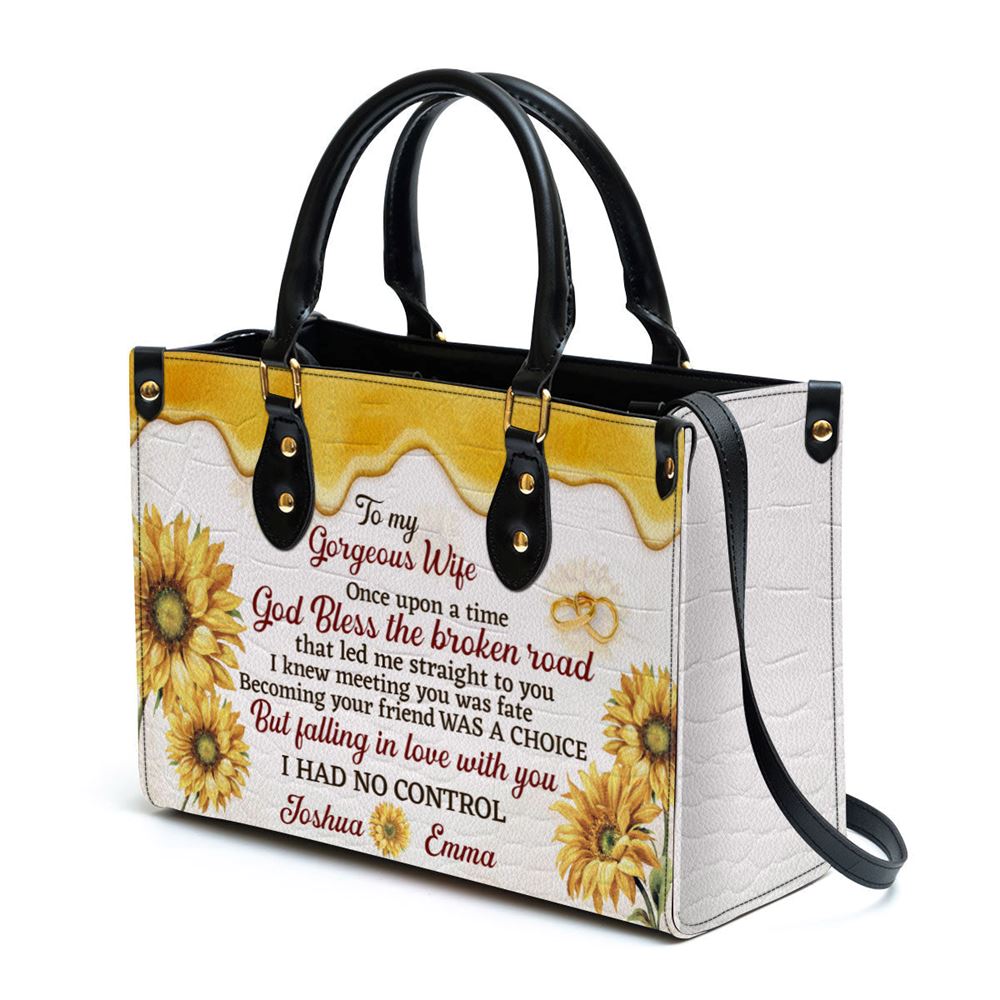 To My Gorgeous Wife Personalized Leather Bag For Women, Religious Gifts For Women