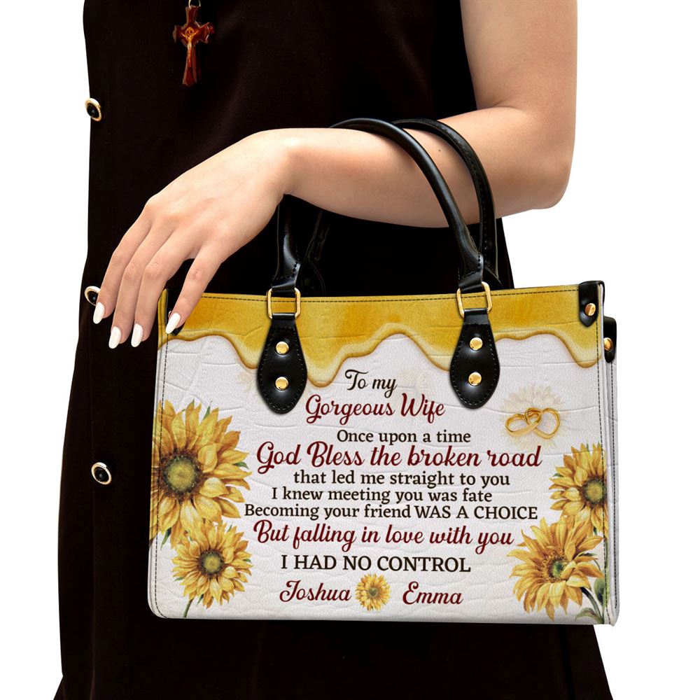 To My Gorgeous Wife Personalized Leather Bag For Women, Religious Gifts For Women