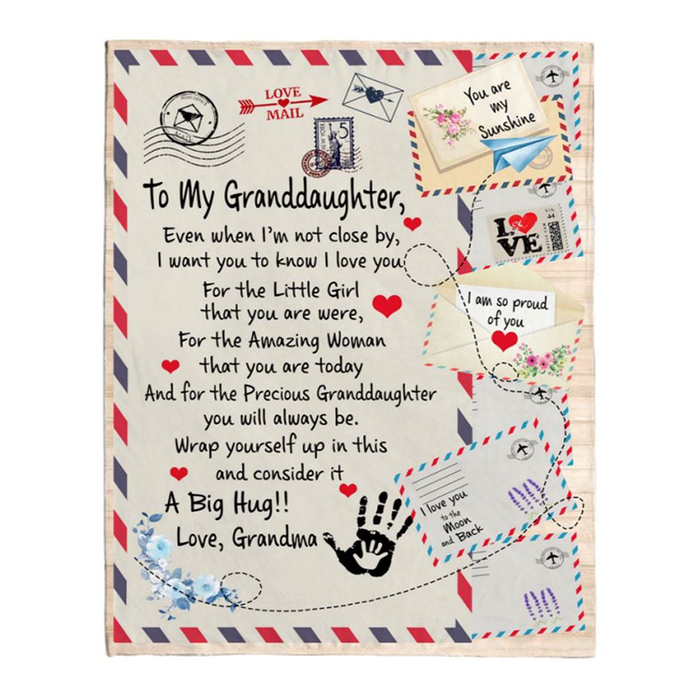 To My Granddaughter Grandma Love You Wrap Yourself Up A Big Hug Letter Envelope Blanket, Mother's Day Blanket, Gift For Her