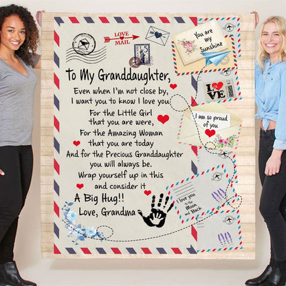 To My Granddaughter Grandma Love You Wrap Yourself Up A Big Hug Letter Envelope Blanket, Mother's Day Blanket, Gift For Her