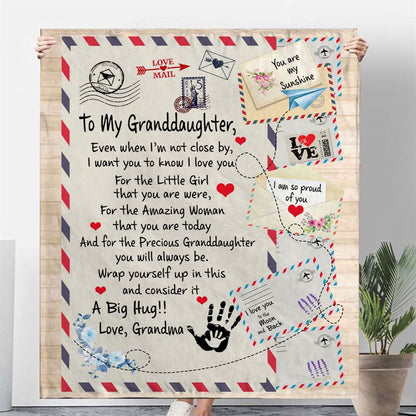 To My Granddaughter Grandma Love You Wrap Yourself Up A Big Hug Letter Envelope Blanket, Mother's Day Blanket, Gift For Her