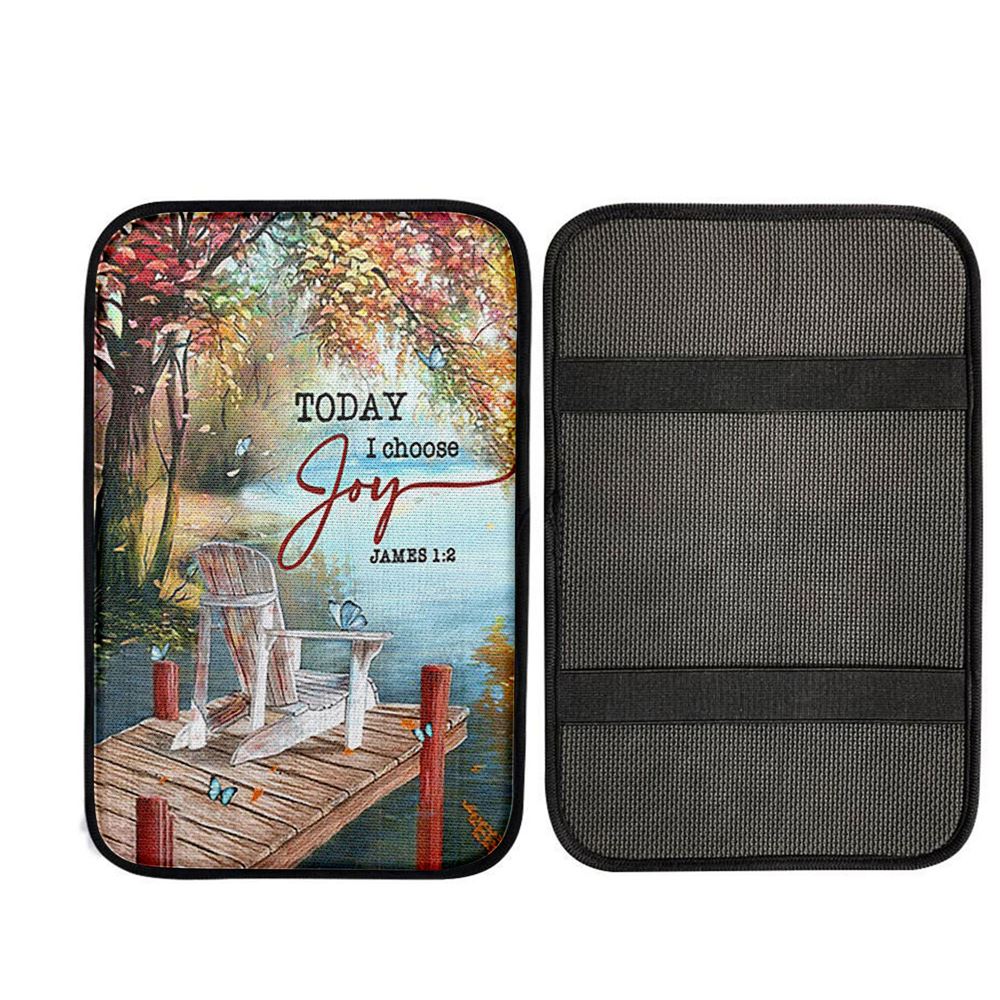 Today I Choose Joy A Lake View Spring Season Car Center Console Cover, Bible Verse Car Interior Accessories