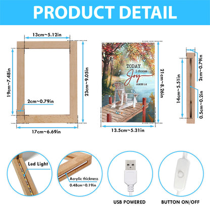 Today I Choose Joy A Lake View Spring Season Frame Lamp Art - Christian Night Light - Bible Verse Wooden Lamp