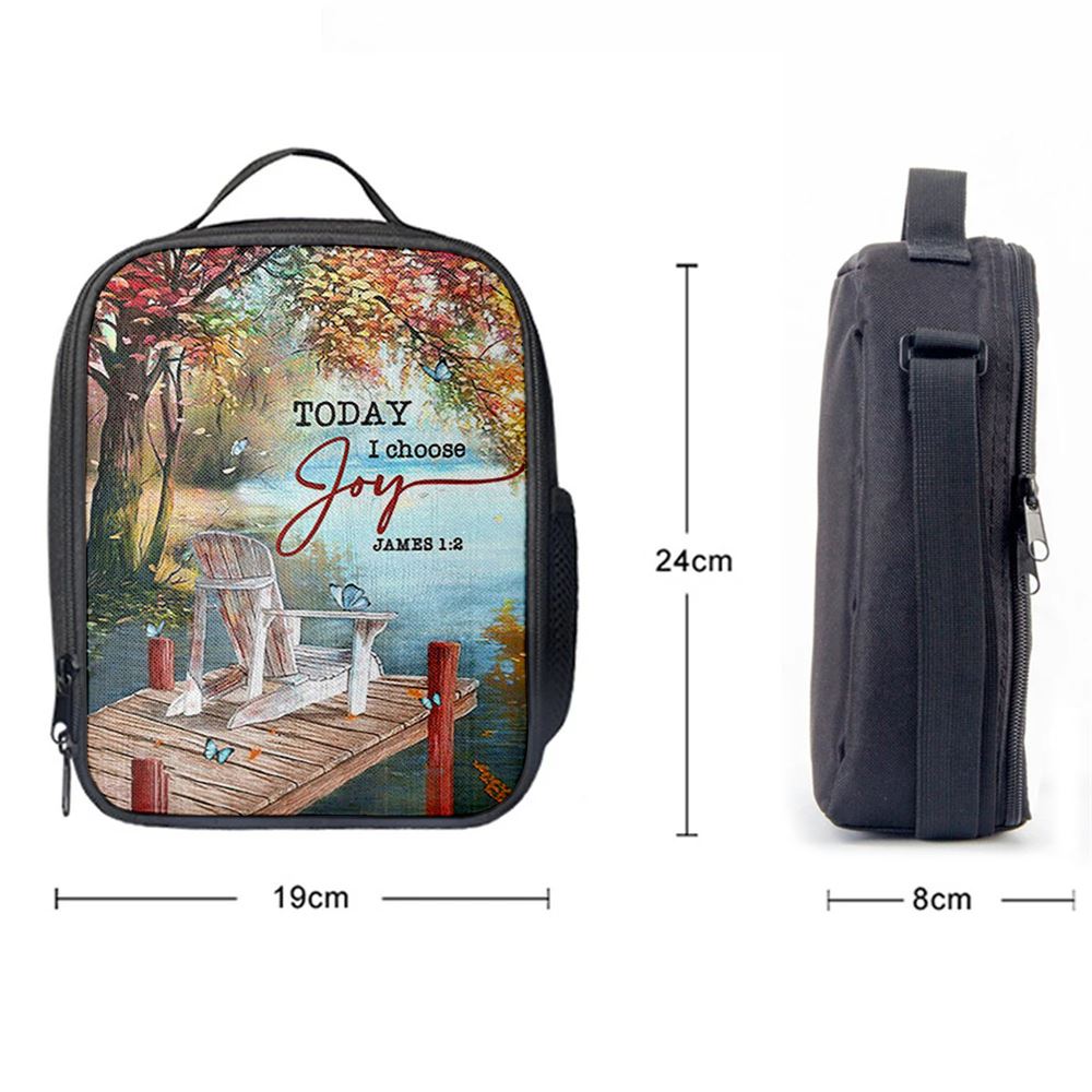Today I Choose Joy A Lake View Spring Season Lunch Bag For Men And Women, Spiritual Christian Lunch Box For School, Work