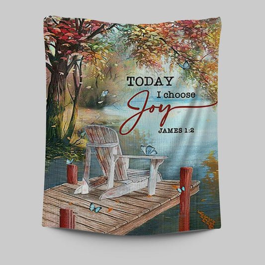 Today I Choose Joy A Lake View Spring Season Tapestry Wall Art - Christian Tapestries Prints - Bible Verse Tapestry Art
