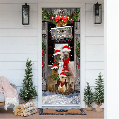 Today I Choose Joy Alpacas Farmhouse 1 Door Cover, Front Door Christmas Cover, Christmas Door Knob Covers, Christmas Outdoor Decoration