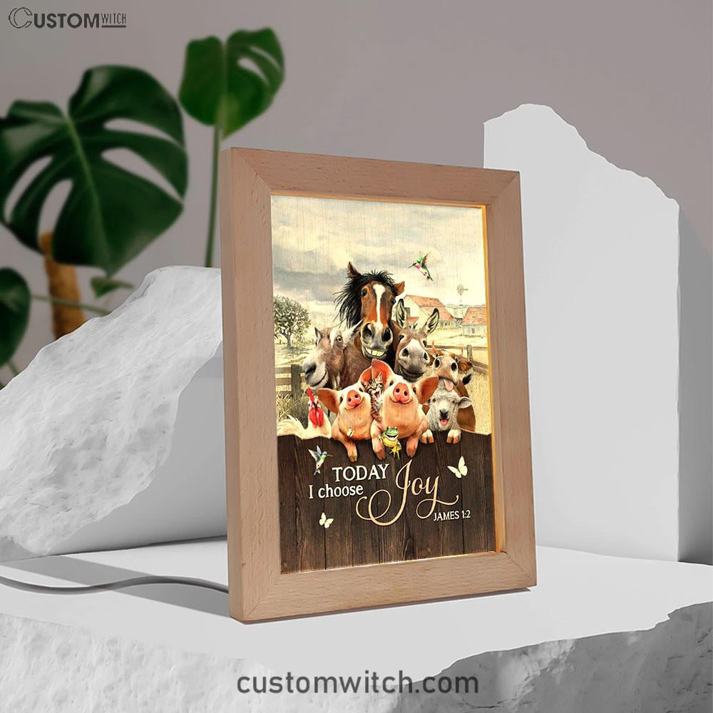Today I Choose Joy Animal Hummingbird Frame Lamp Art - Christian Night Light - Bible Verse Wooden Lamp