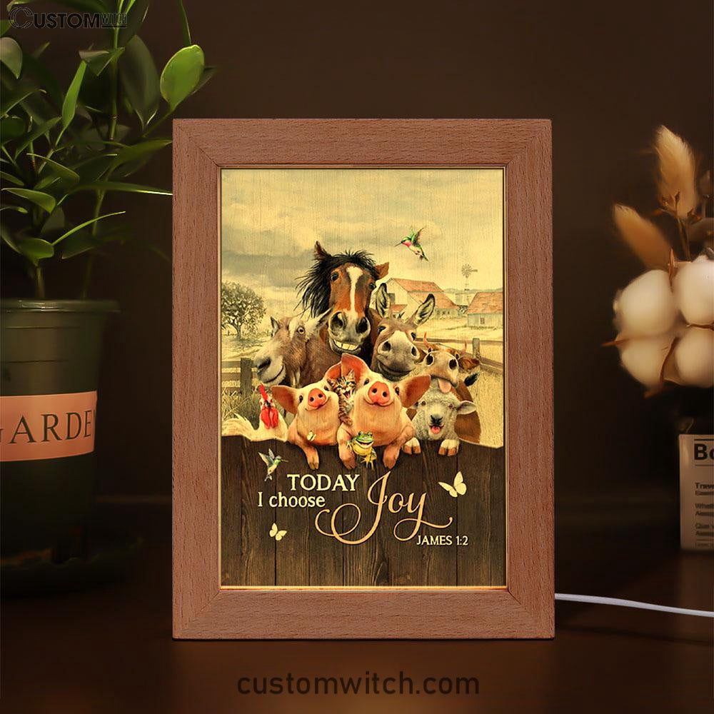 Today I Choose Joy Animal Hummingbird Frame Lamp Art - Christian Night Light - Bible Verse Wooden Lamp