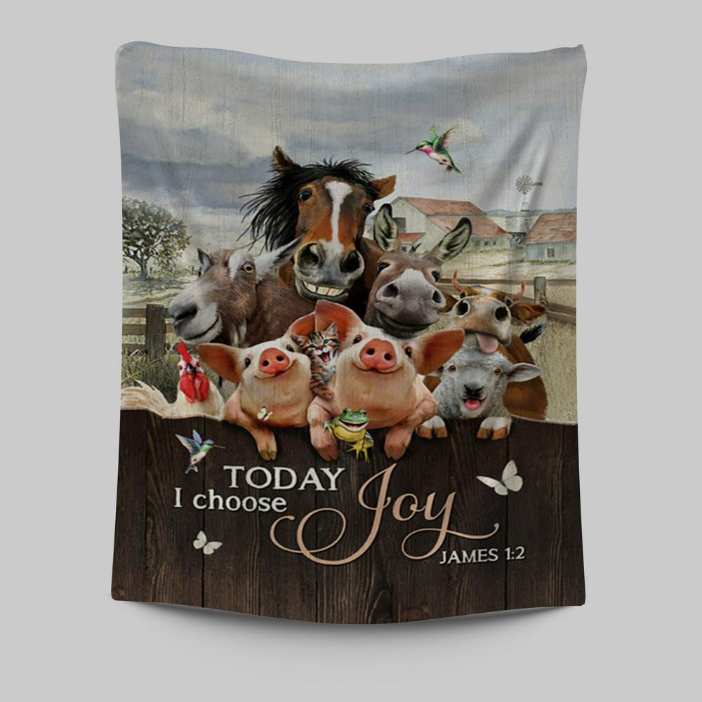 Today I Choose Joy Animal Hummingbird Tapestry Wall Art - Christian Tapestries Prints - Bible Verse Tapestry Art