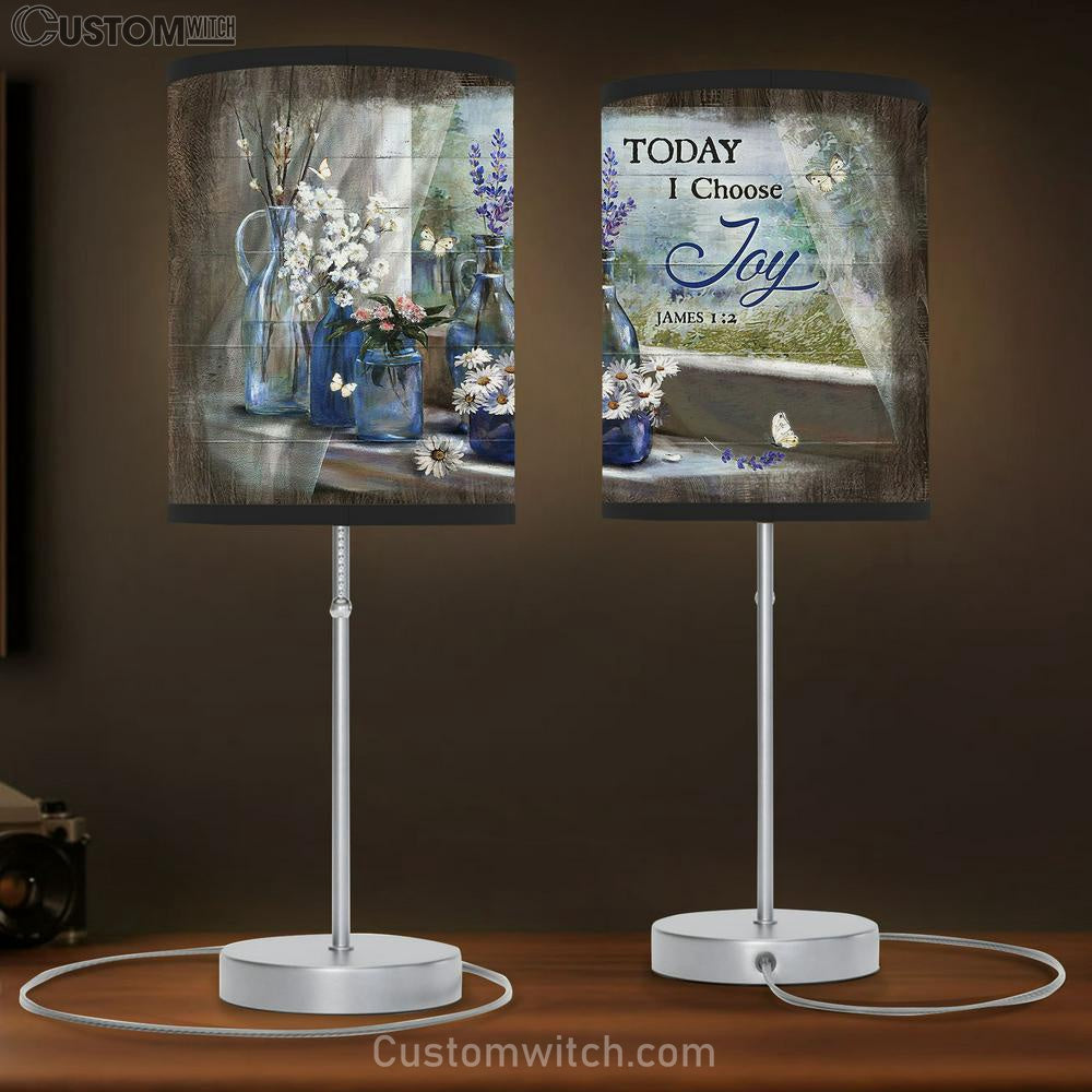 Today I Choose Joy Baby Flower Lavender Table Lamb Gift - Bible Verse Table Lamb - Religious Bedroom Decor