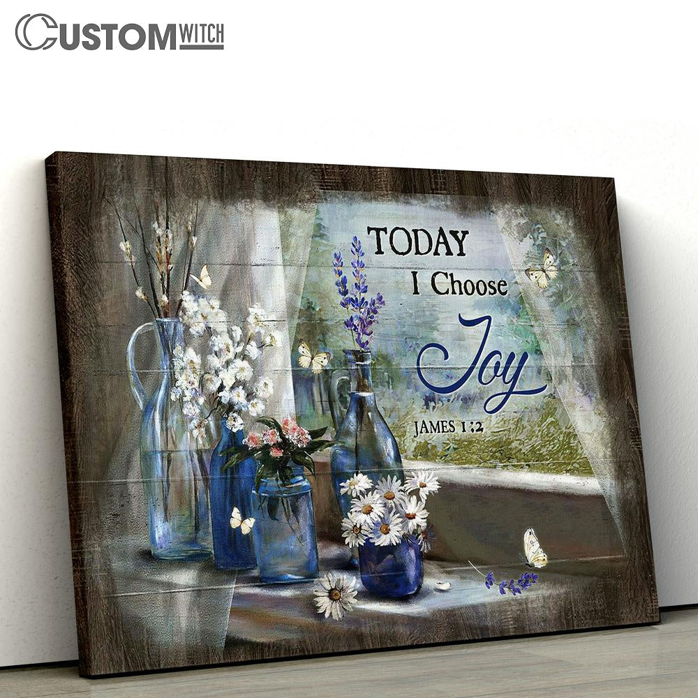 Today I Choose Joy Baby Flower Lavender Canvas Wall Art - Bible Verse Canvas - Religious Prints