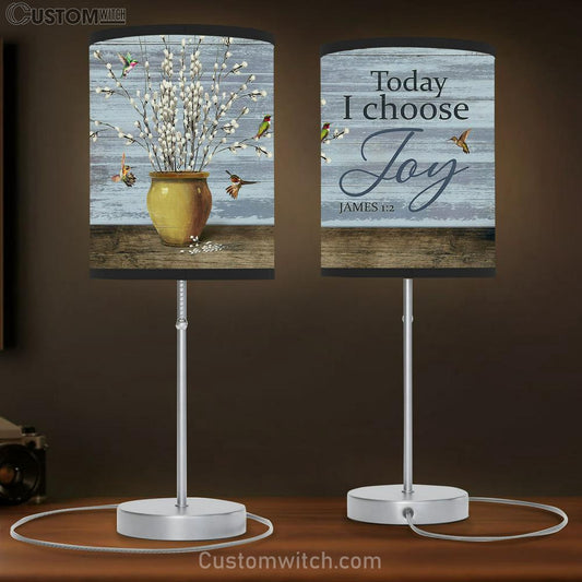 Today I Choose Joy Baby White Flower Hummingbird Table Lamb Gift - Bible Verse Table Lamb - Religious Bedroom Decor