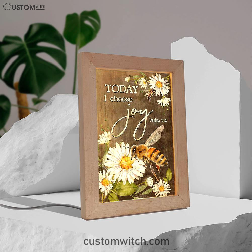 Today I Choose Joy Bee Daisy Flowers Frame Lamp Art - Bible Verse Wooden Lamp - Inspirational Art - Christian Home Decor
