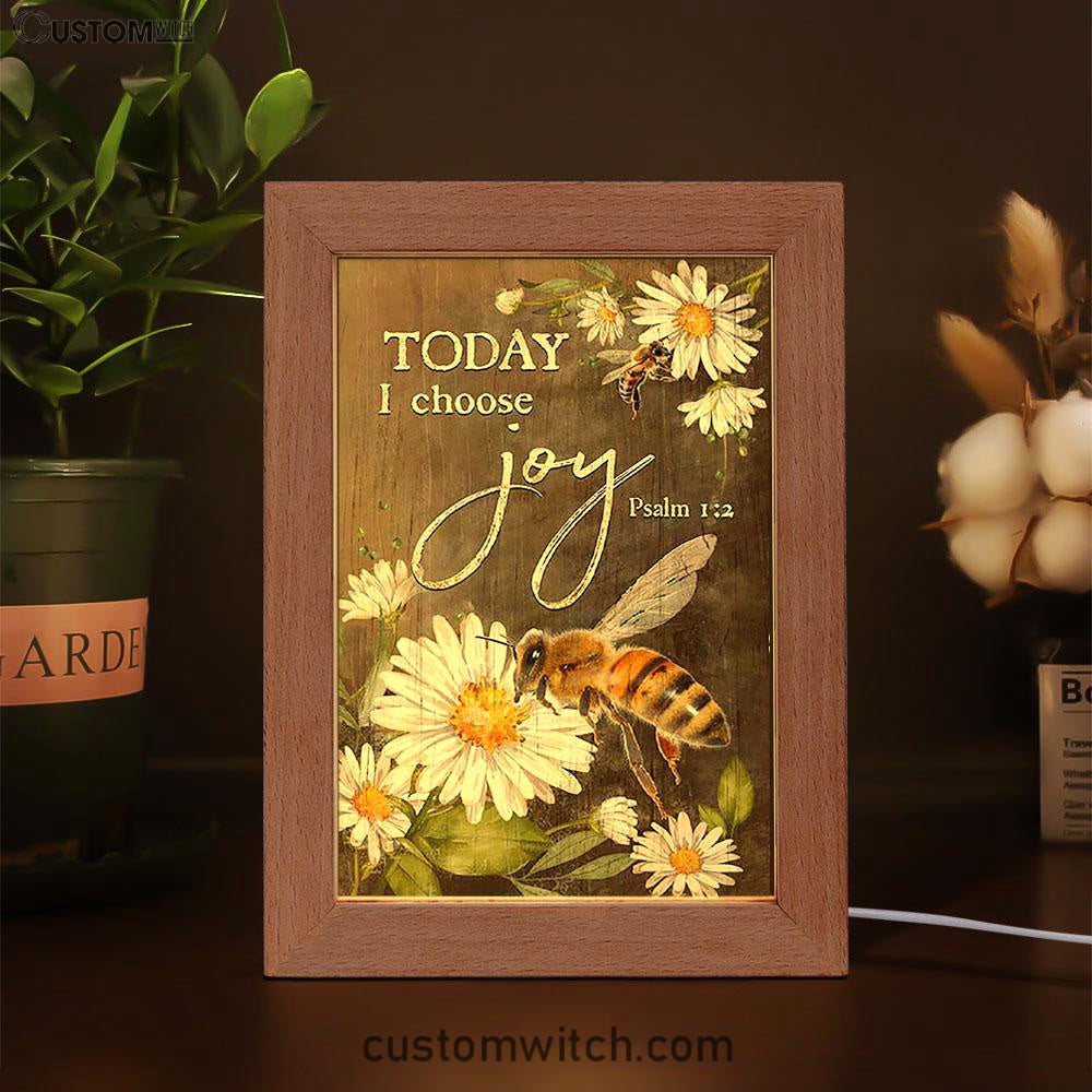 Today I Choose Joy Bee Daisy Flowers Frame Lamp Art - Bible Verse Wooden Lamp - Inspirational Art - Christian Home Decor