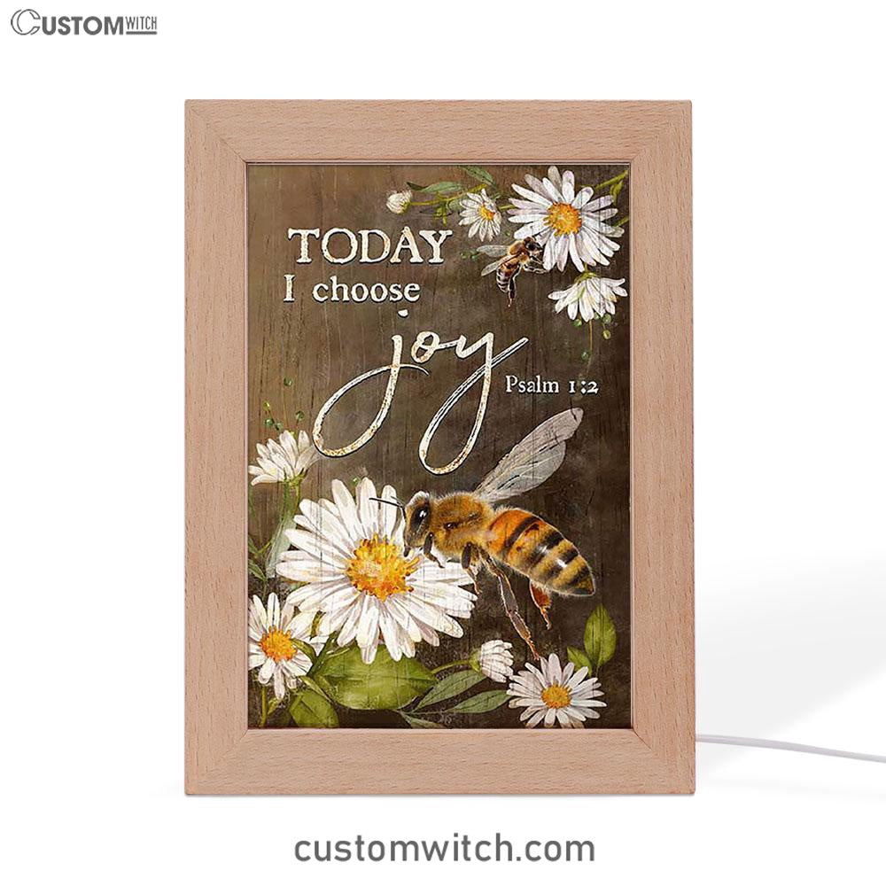 Today I Choose Joy Bee Daisy Flowers Frame Lamp Art - Bible Verse Wooden Lamp - Inspirational Art - Christian Home Decor