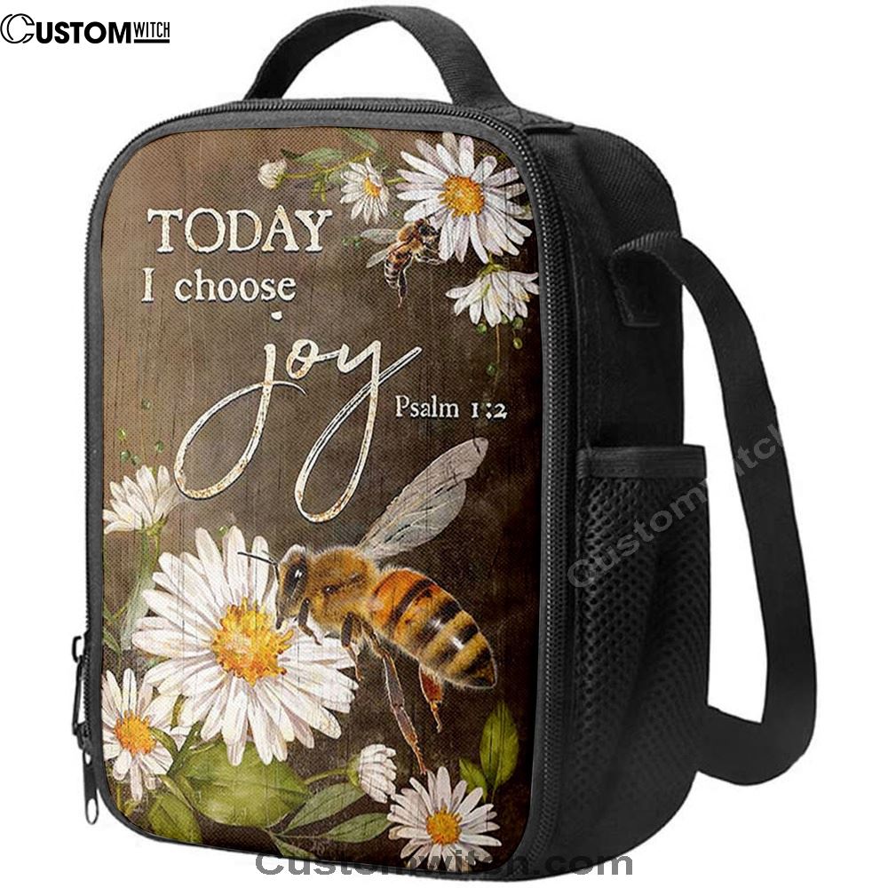 Today I Choose Joy Bee Daisy Flowers Lunch Bag For Men And Women, Spiritual Christian Lunch Box For School, Work