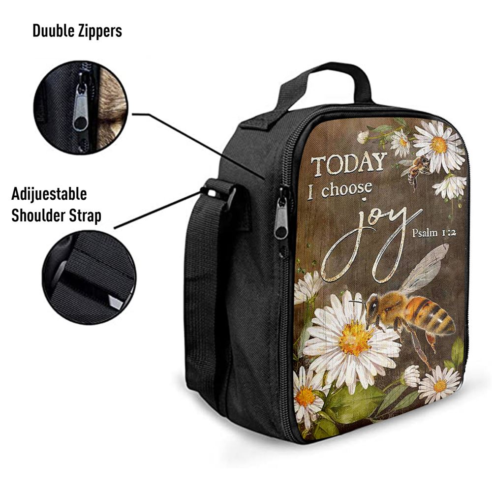 Today I Choose Joy Bee Daisy Flowers Lunch Bag For Men And Women, Spiritual Christian Lunch Box For School, Work