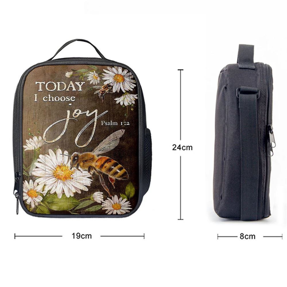 Today I Choose Joy Bee Daisy Flowers Lunch Bag For Men And Women, Spiritual Christian Lunch Box For School, Work