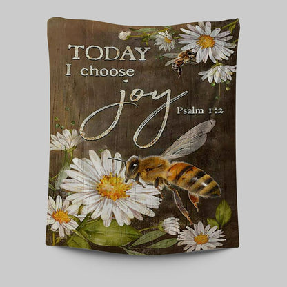 Today I Choose Joy Bee Daisy Flowers Tapestry Wall Art - Bible Verse Tapestry Art - Inspirational Art -  Christian Indoor Wall Tapestries