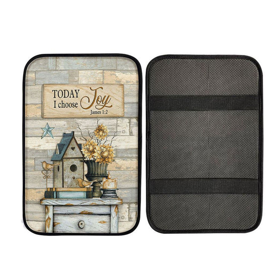 Today I Choose Joy Birdhouse Sunflower Vase Car Center Console Cover, Bible Verse Car Interior Accessories