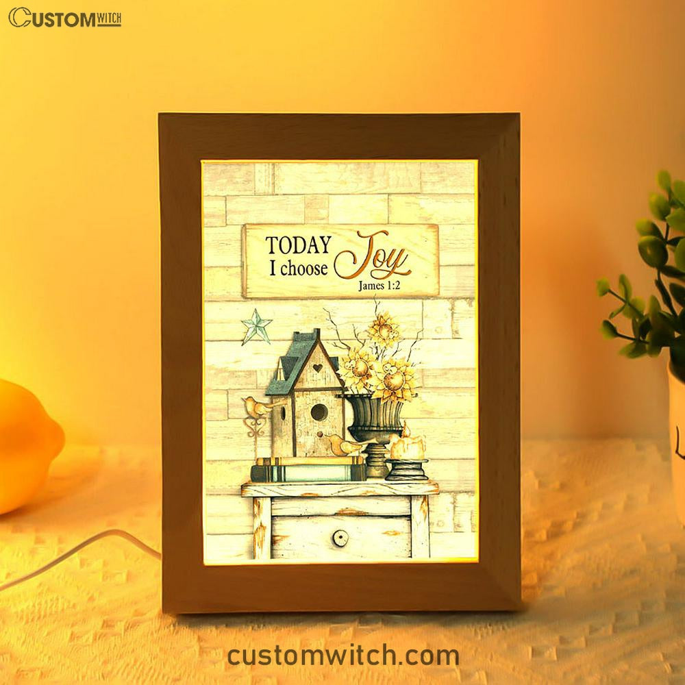 Today I Choose Joy Birdhouse Sunflower Vase Frame Lamp Art - Bible Verse Wooden Lamp - Inspirational Art - Christian Home Decor
