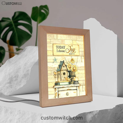 Today I Choose Joy Birdhouse Sunflower Vase Frame Lamp Art - Bible Verse Wooden Lamp - Inspirational Art - Christian Home Decor