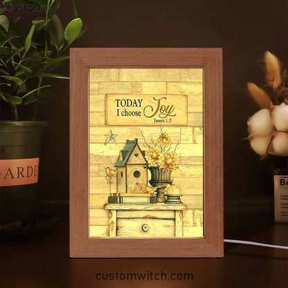 Today I Choose Joy Birdhouse Sunflower Vase Frame Lamp Art - Bible Verse Wooden Lamp - Inspirational Art - Christian Home Decor