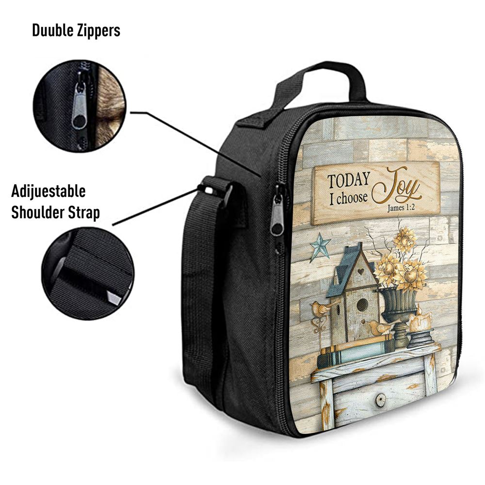Today I Choose Joy Birdhouse Sunflower Vase Lunch Bag For Men And Women, Spiritual Christian Lunch Box For School, Work