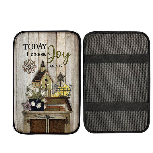 Today I Choose Joy Birdhouse Yellow Lemon Car Center Console Cover, Bible Verse Car Interior Accessories