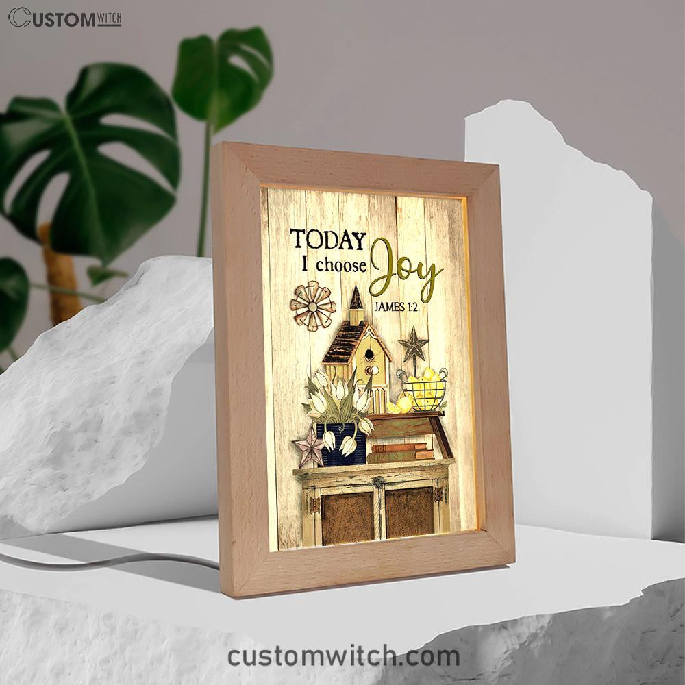 Today I Choose Joy Birdhouse Yellow Lemon Frame Lamp Art - Bible Verse Wooden Lamp - Inspirational Art - Christian Home Decor